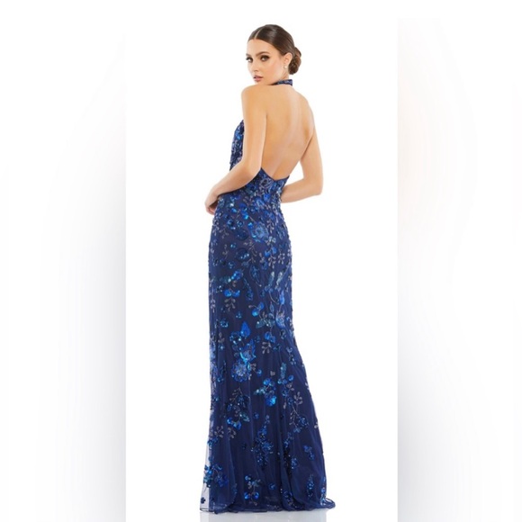 Mac Duggal FLORAL EMBELLISHED HALTER GOWN NWT style 5484 - Picture 4 of 17